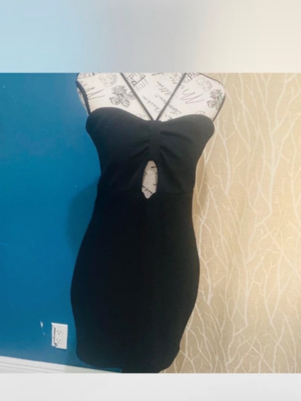 Express Black Strapless Cutout Bodycon Dress